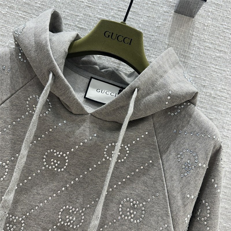 gvc*1 crystal hot D1am0nd gg letter hooded sweatshirt