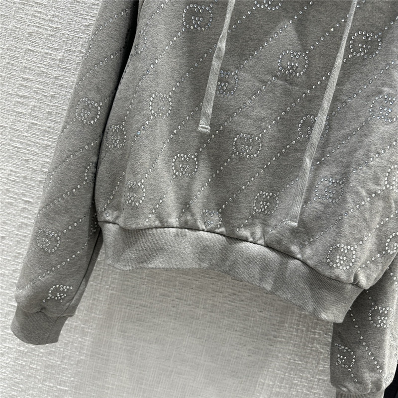 gvc*1 crystal hot D1am0nd gg letter hooded sweatshirt