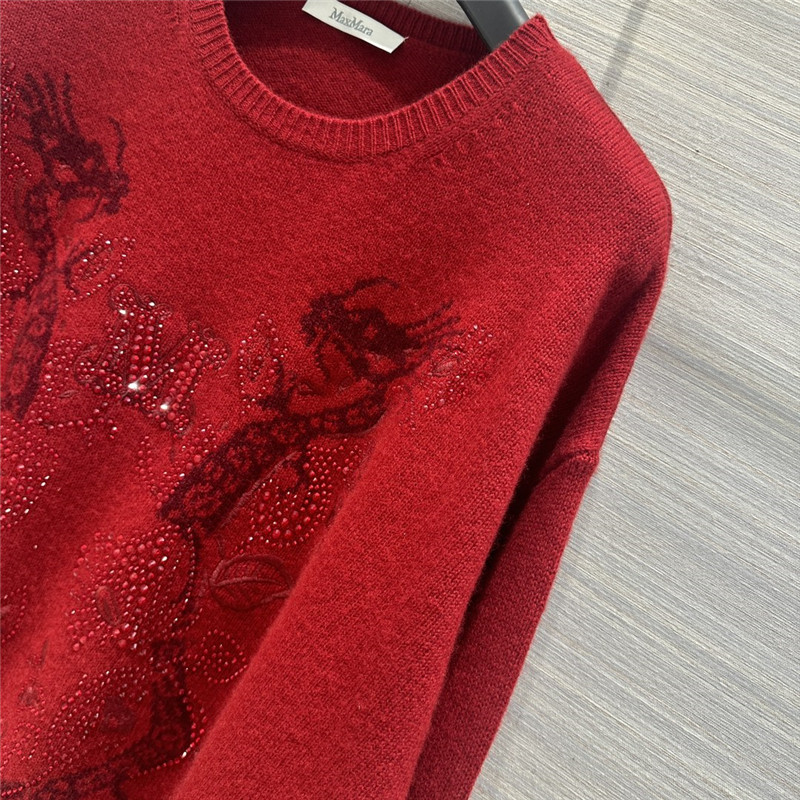 Vanitoo Rhinestone Cashmere Sweater in Red