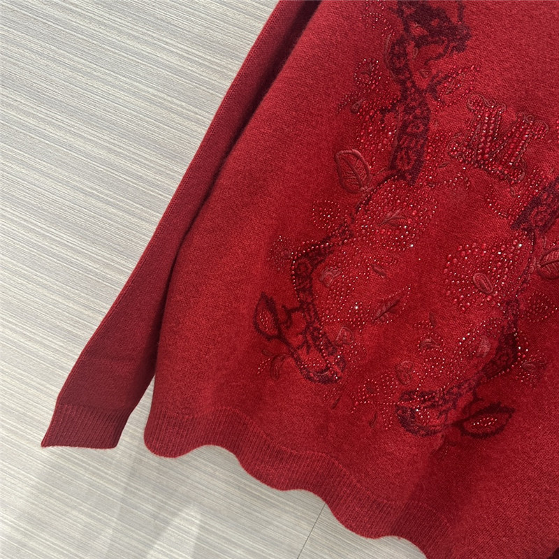 Vanitoo Rhinestone Cashmere Sweater in Red