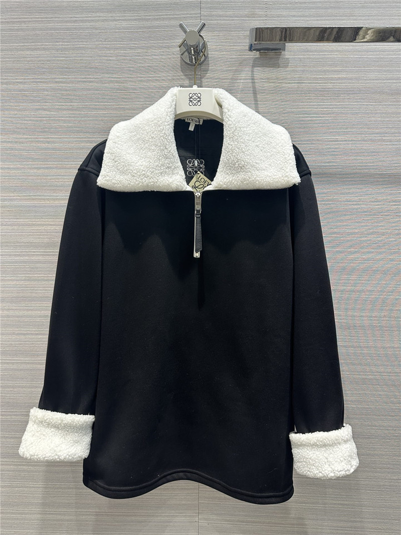 L0ew* lambswool collar sweatshirt black