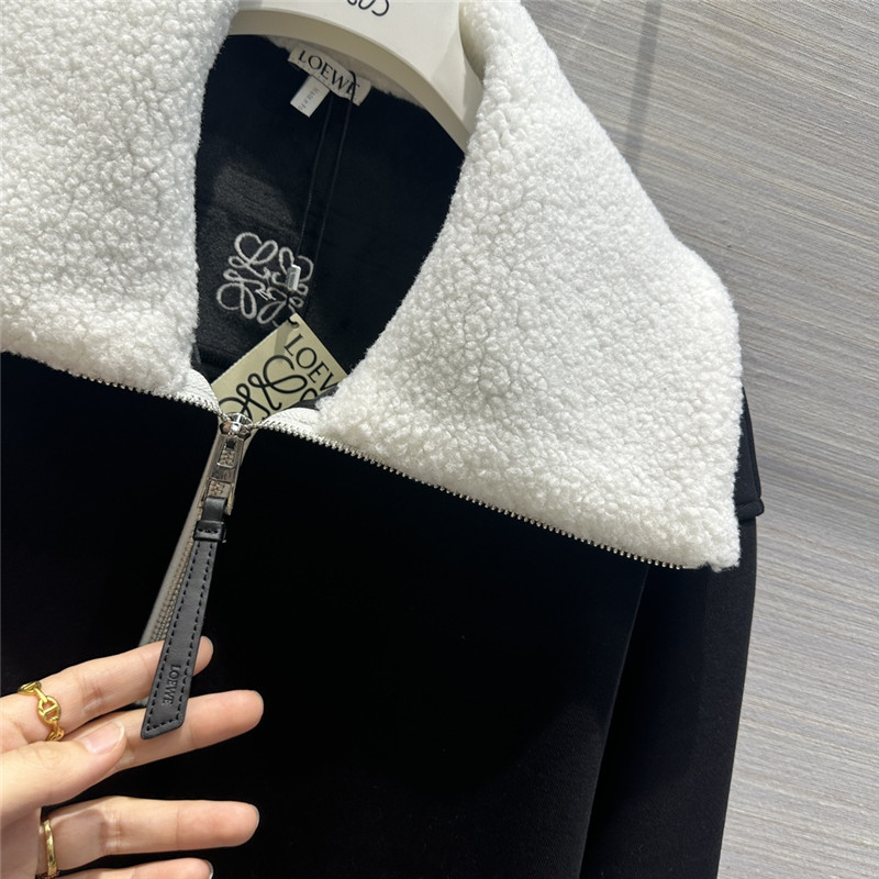 L0ew* lambswool collar sweatshirt black