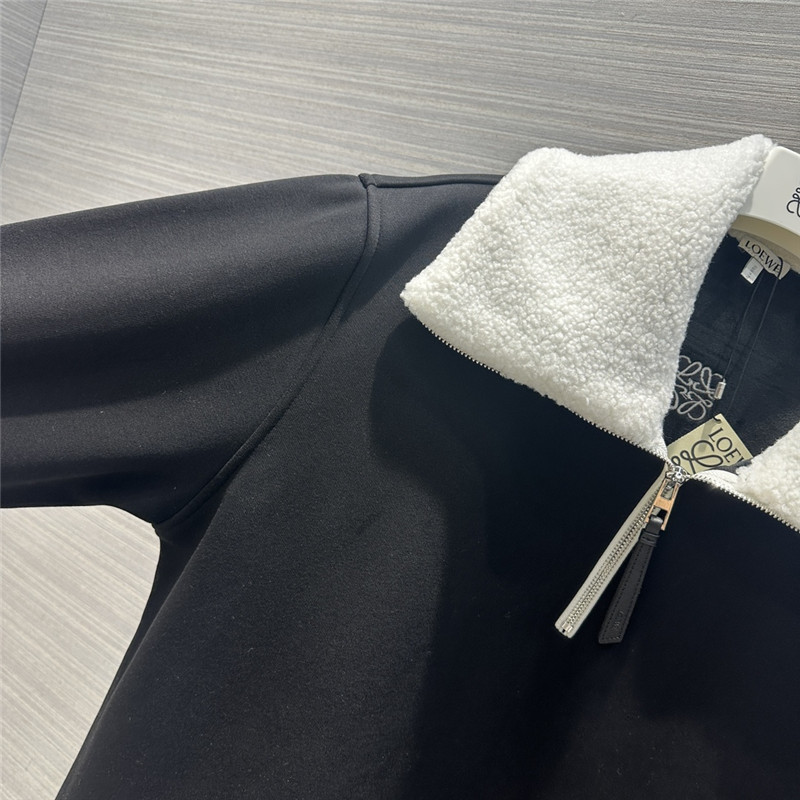 L0ew* lambswool collar sweatshirt black