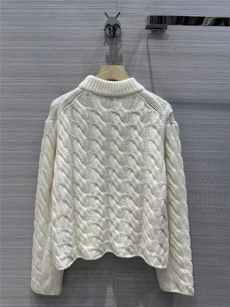 White Cable Turtleneck Cashmere Sweater