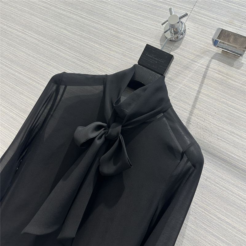 Y51 ribbon real silk shirt