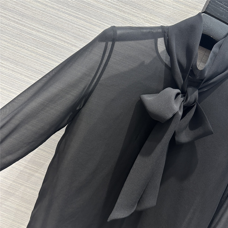 Y51 ribbon real silk shirt