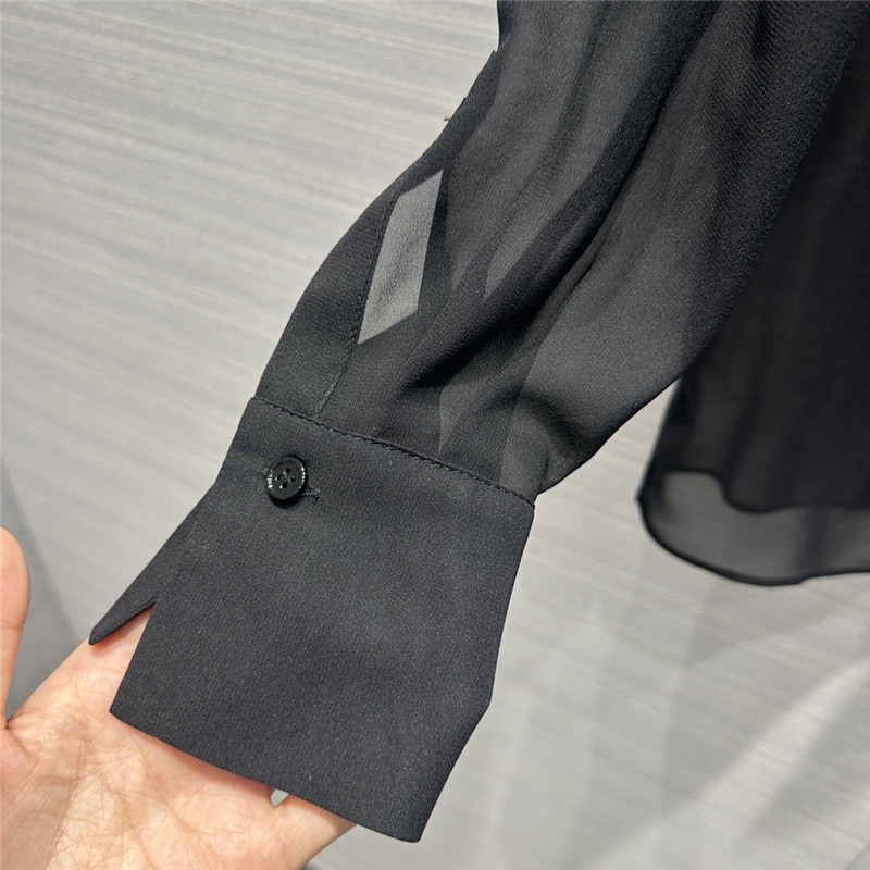 Y51 ribbon real silk shirt