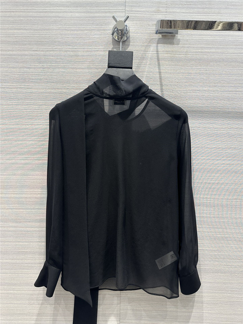 Y51 ribbon real silk shirt