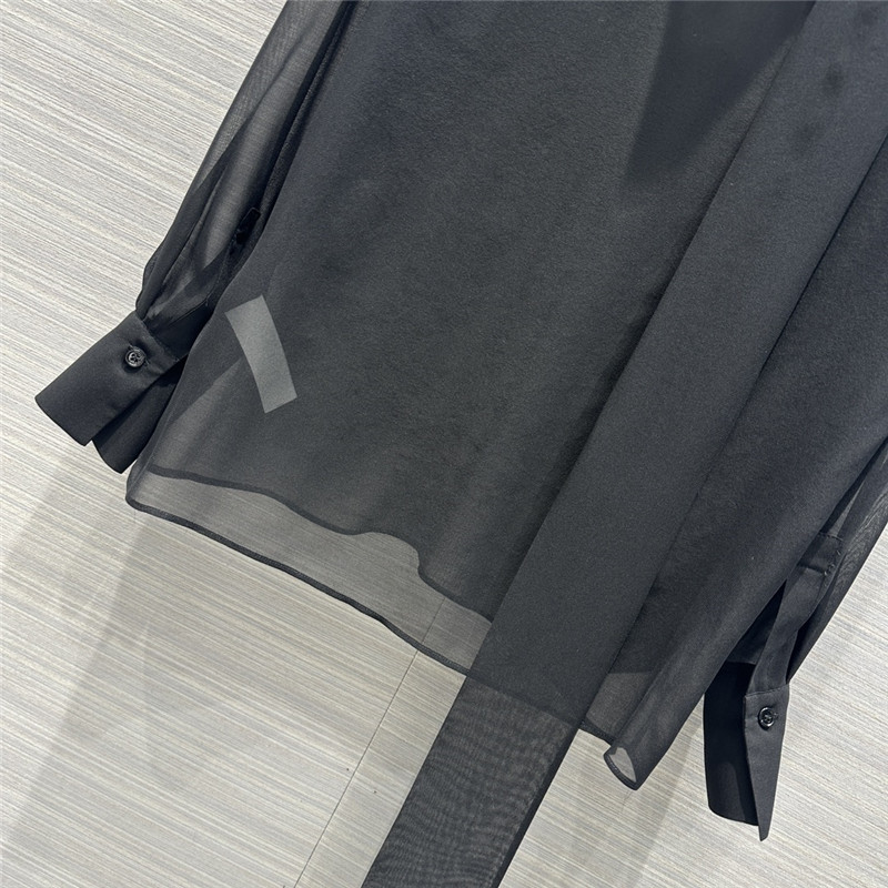 Y51 ribbon real silk shirt