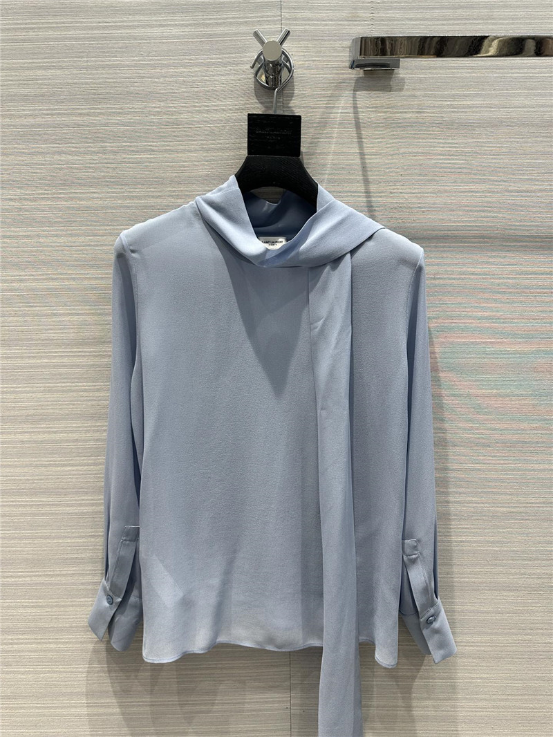 Y51 ribbon real silk shirt