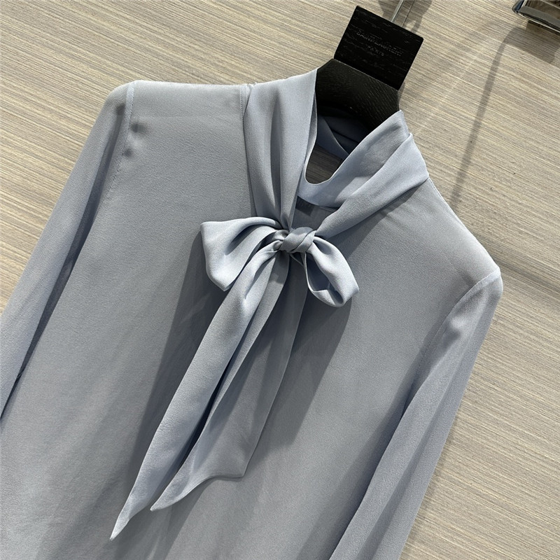 Y51 ribbon real silk shirt