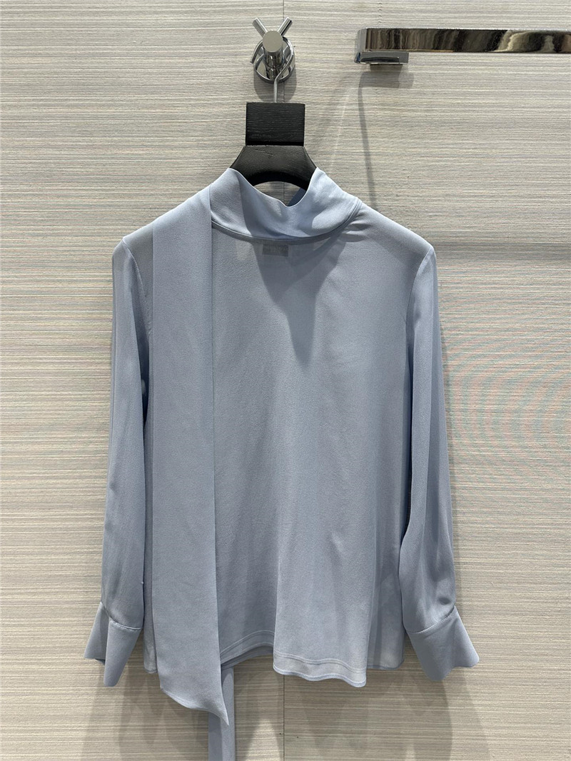 Y51 ribbon real silk shirt