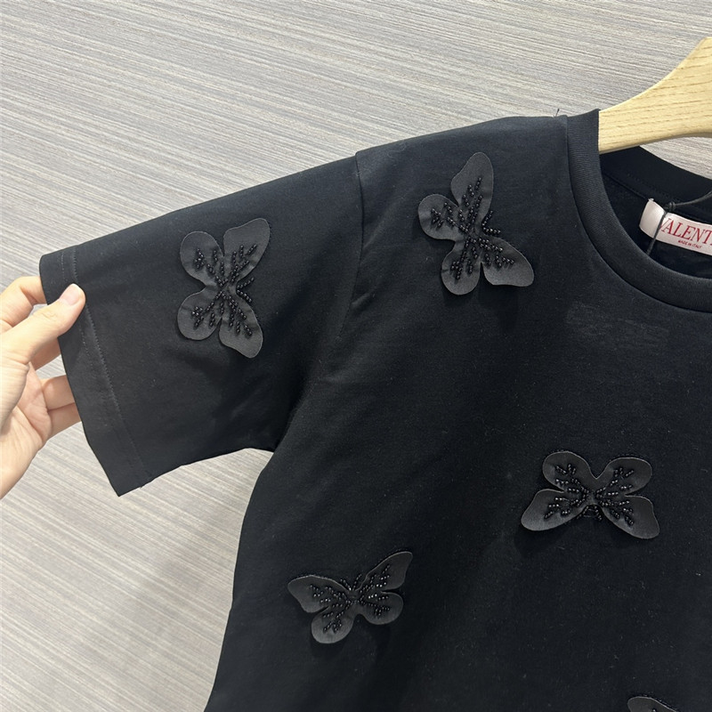 Va1e*ntin0 embroidered butterfly cotton t-shirt