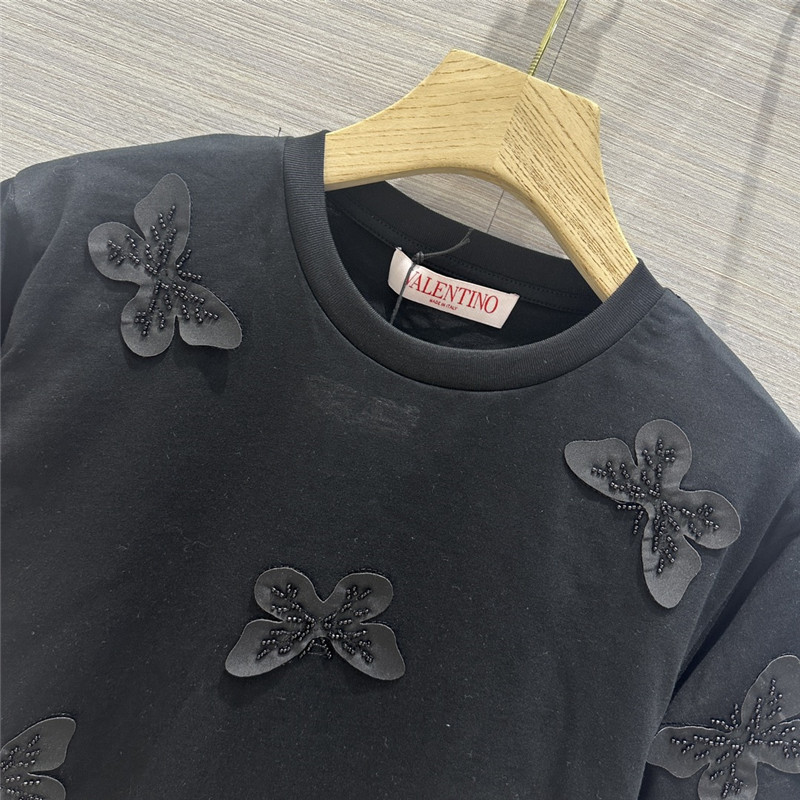 Va1e*ntin0 embroidered butterfly cotton t-shirt