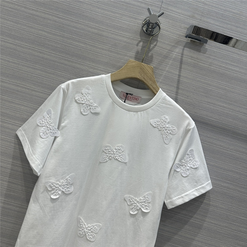 Va1e*ntin0 embroidered butterfly cotton t-shirt