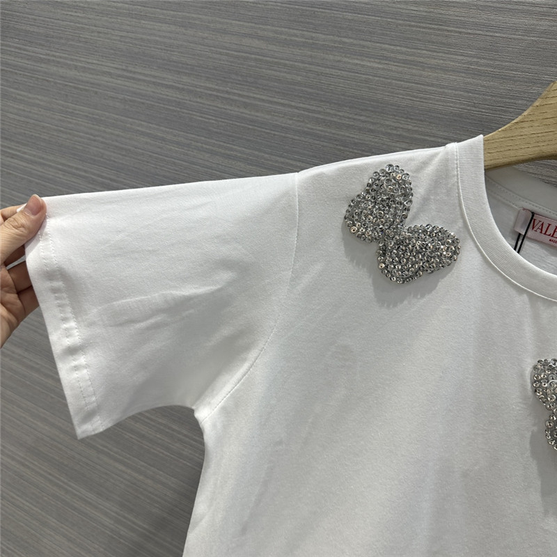 va1e*ntin0 crystal D1am0nd butterfly cotton t-shirt