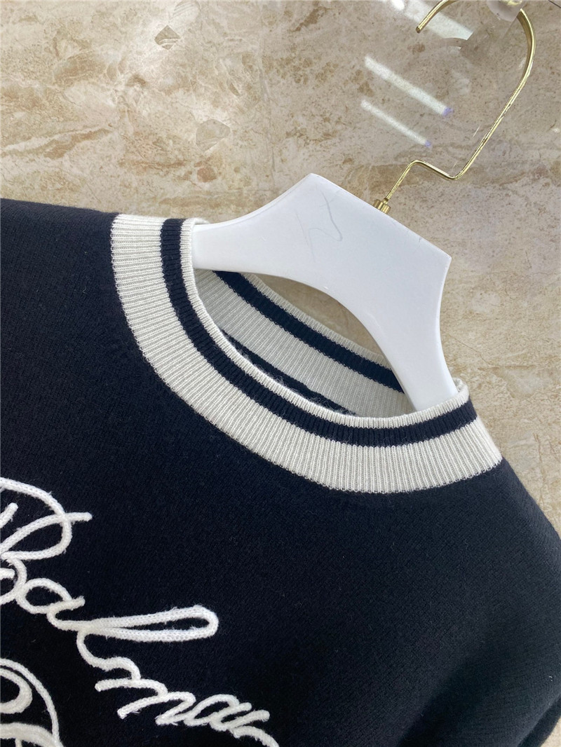Balmain new letter embroidered cashmere top