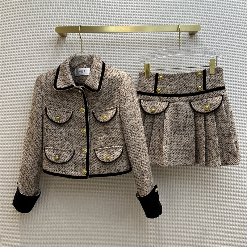 Ce1i*e velvet jacket + pleated skirt suit