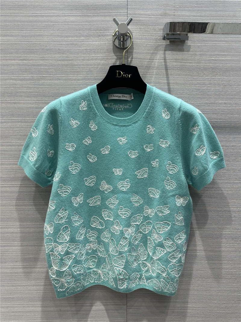 D10r embroidered short-sleeved sweater in blue