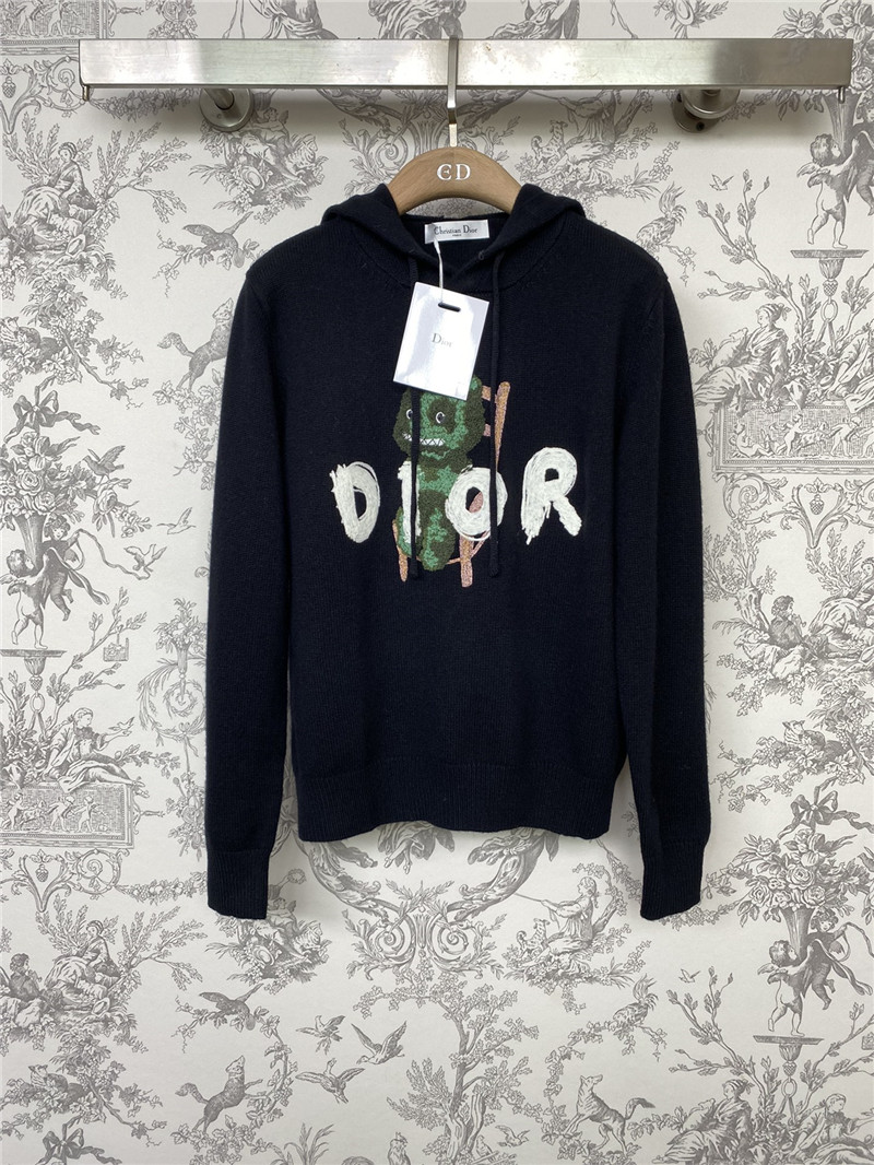 D10r navy logo knitted hooded sweater