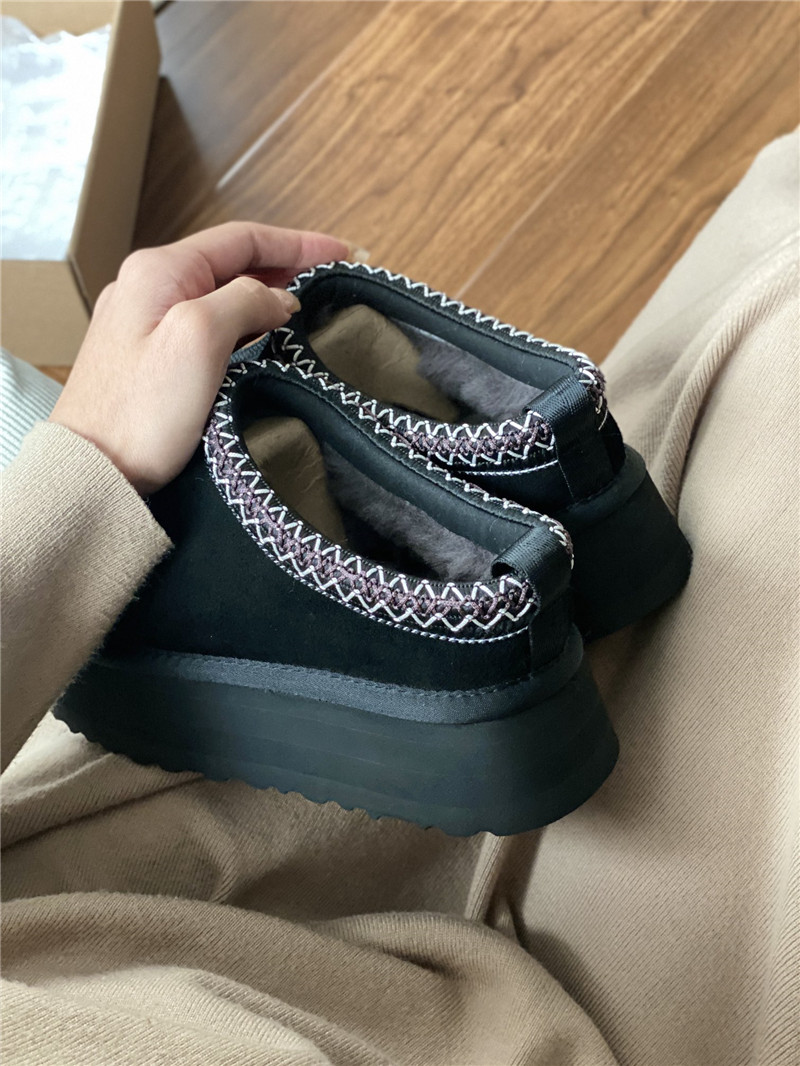 ugg thick-soled ethnic-style half-mug with wool lining