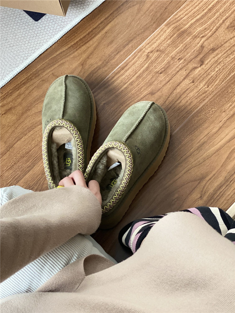 ugg thick-soled ethnic-style half-mug with wool lining