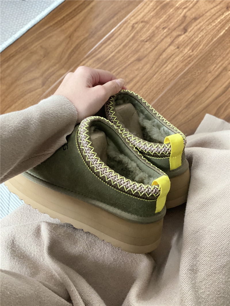 ugg thick-soled ethnic-style half-mug with wool lining