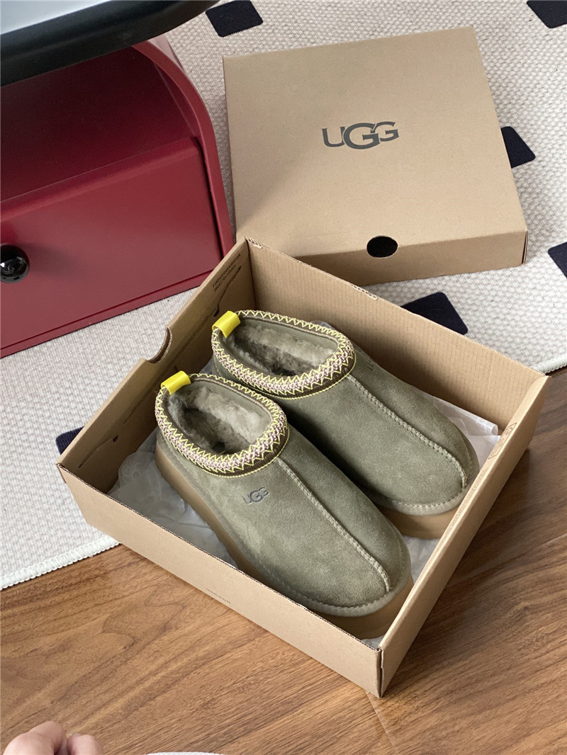 ugg thick-soled ethnic-style half-mug with wool lining