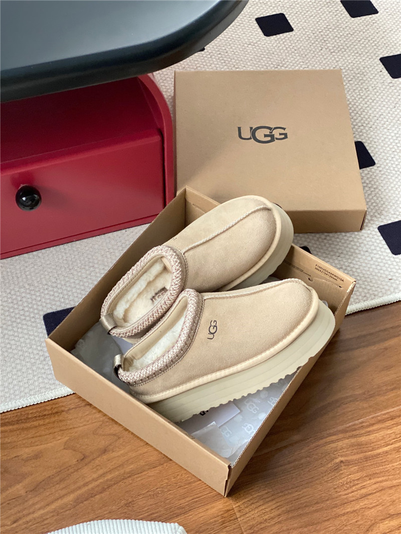 ugg thick-soled ethnic-style half-mug with wool lining