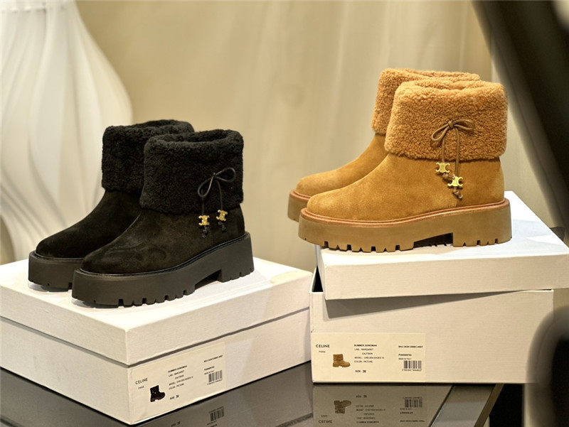 Ce1i*e catwalk style sheepskin wool short boots