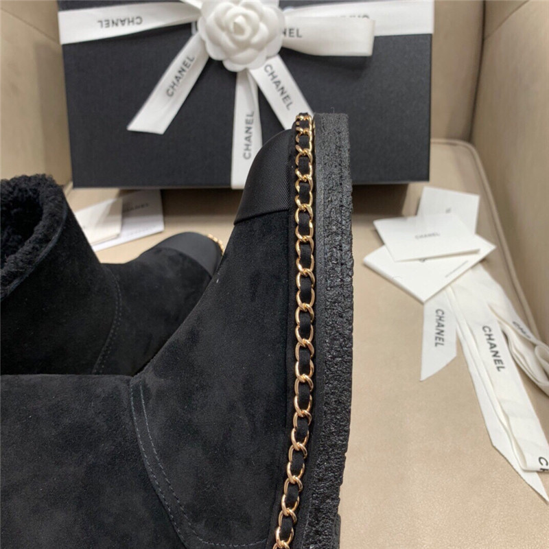 Ch**el suede leather shearling snow boots