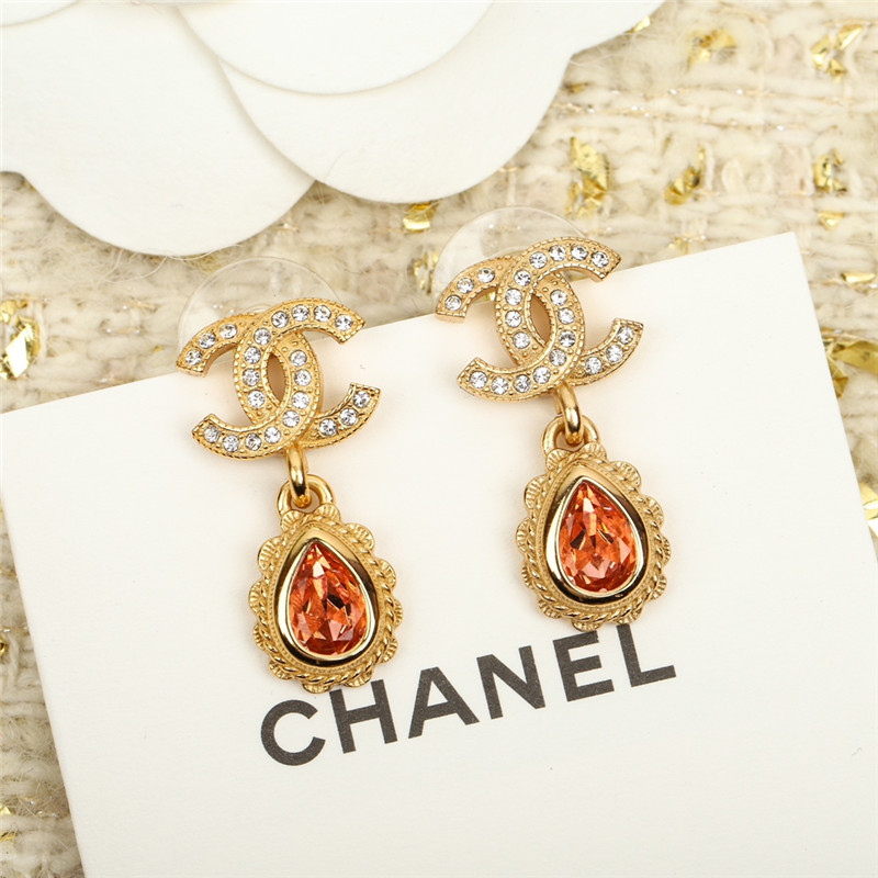 Ch**el double c drop lace drop earrings