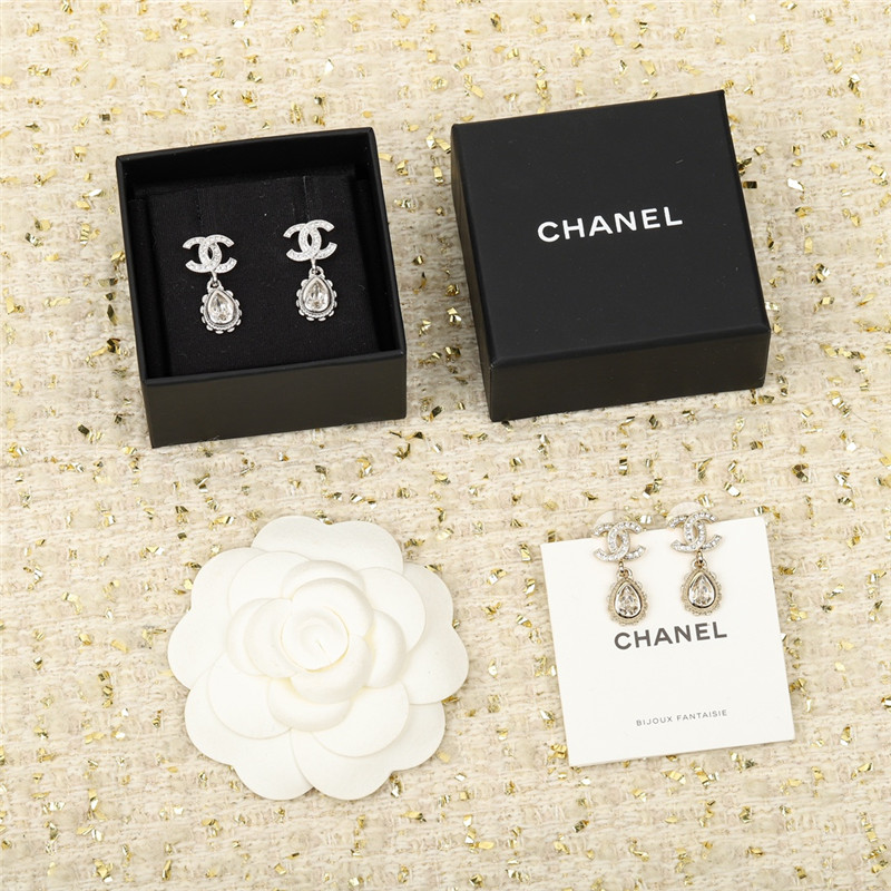 Ch**el double c drop lace drop earrings