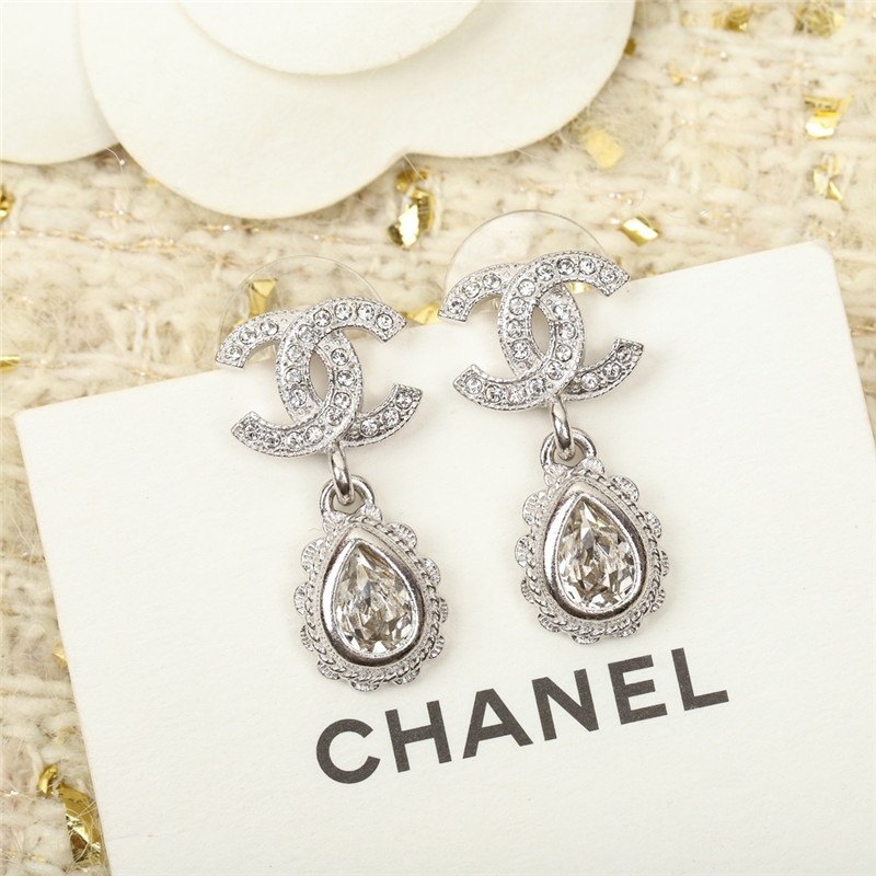 Ch**el double c drop lace drop earrings