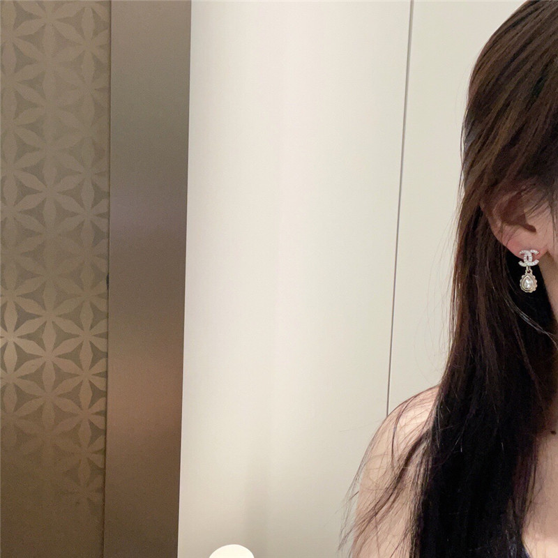 Ch**el double c drop lace drop earrings