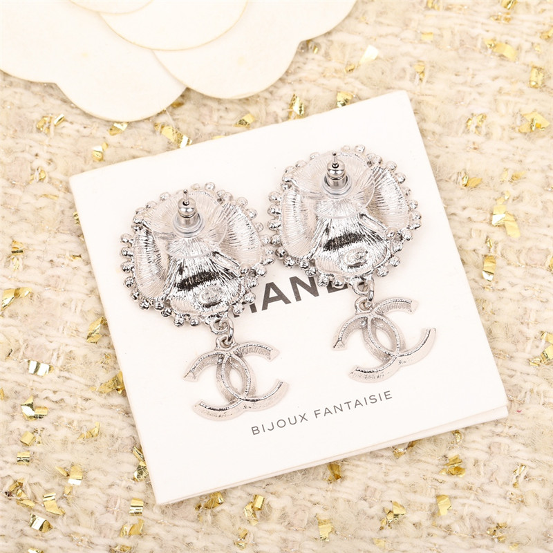 Ch**el four leaf clover double c earrings