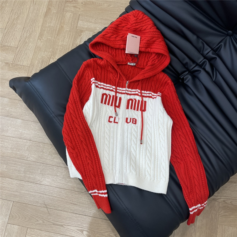 M1um1u pure wool hooded cardigan