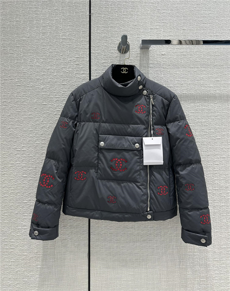 Ch**el double c hollow laminated short down jacket