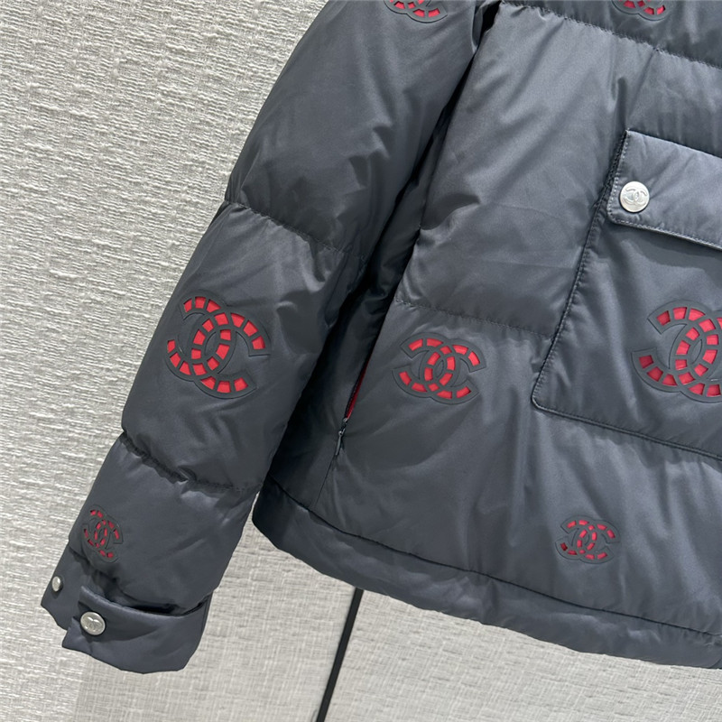 Ch**el double c hollow laminated short down jacket
