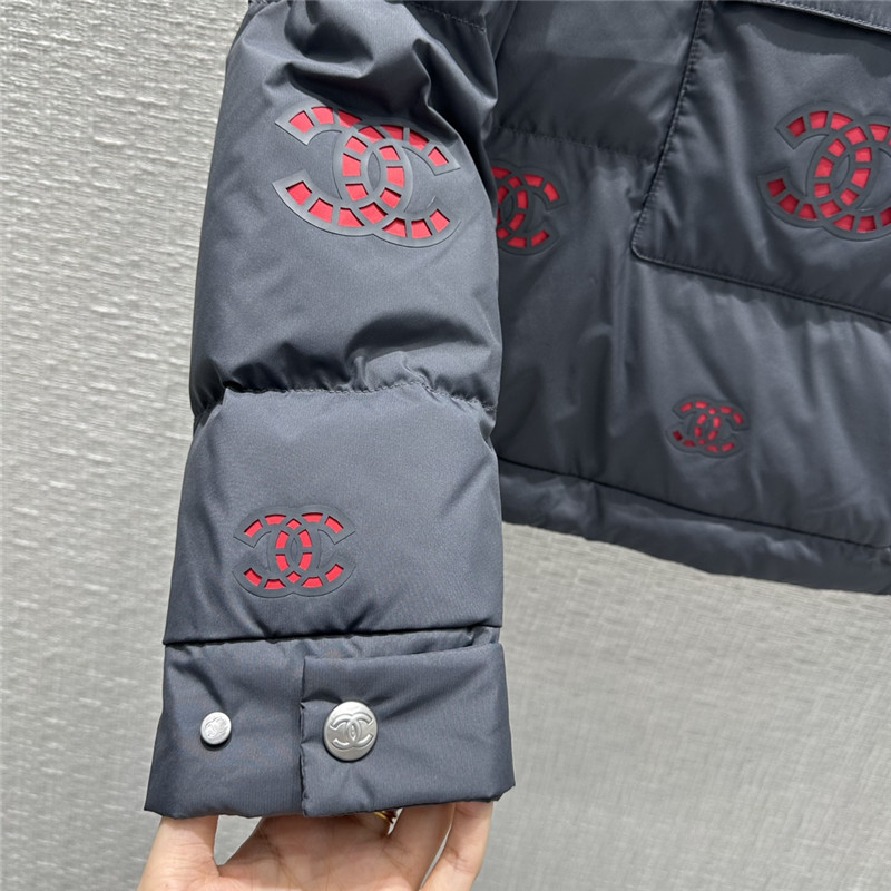 Ch**el double c hollow laminated short down jacket