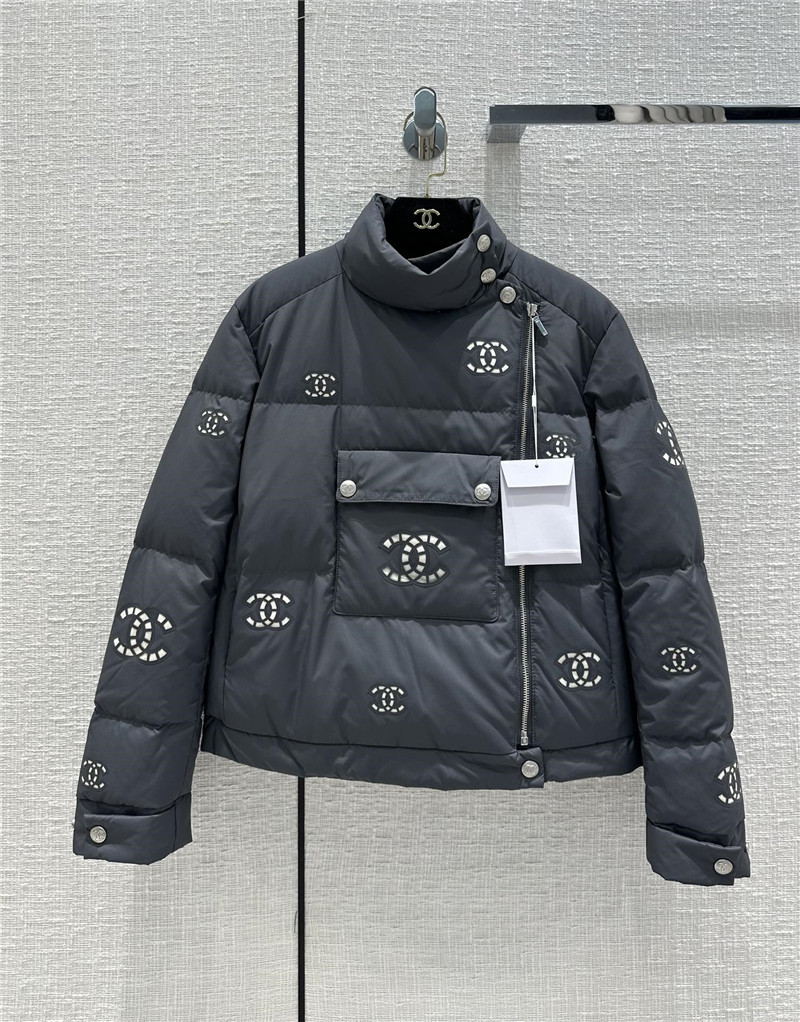 Ch**el double c hollow laminated short down jacket