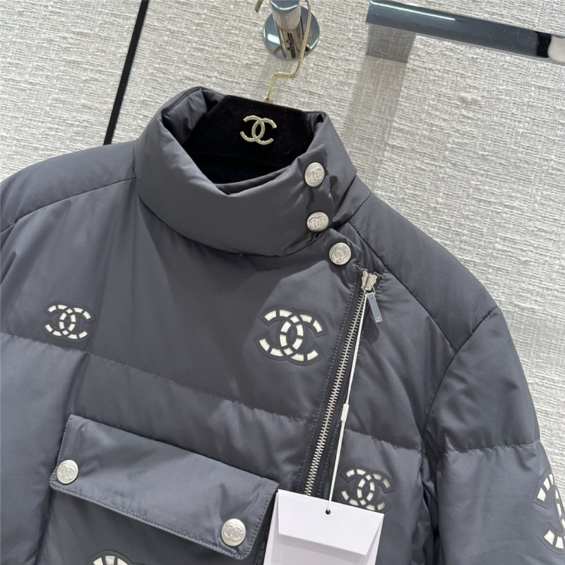 Ch**el double c hollow laminated short down jacket