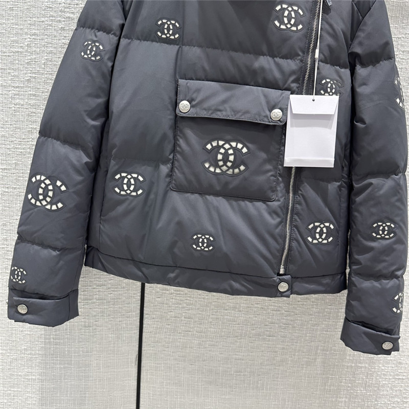 Ch**el double c hollow laminated short down jacket