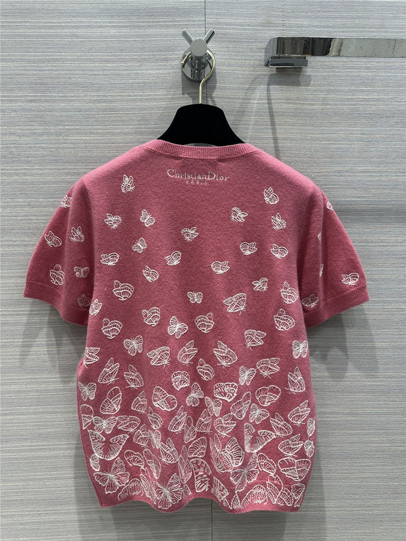 D10r pink embroidered short-sleeved sweater