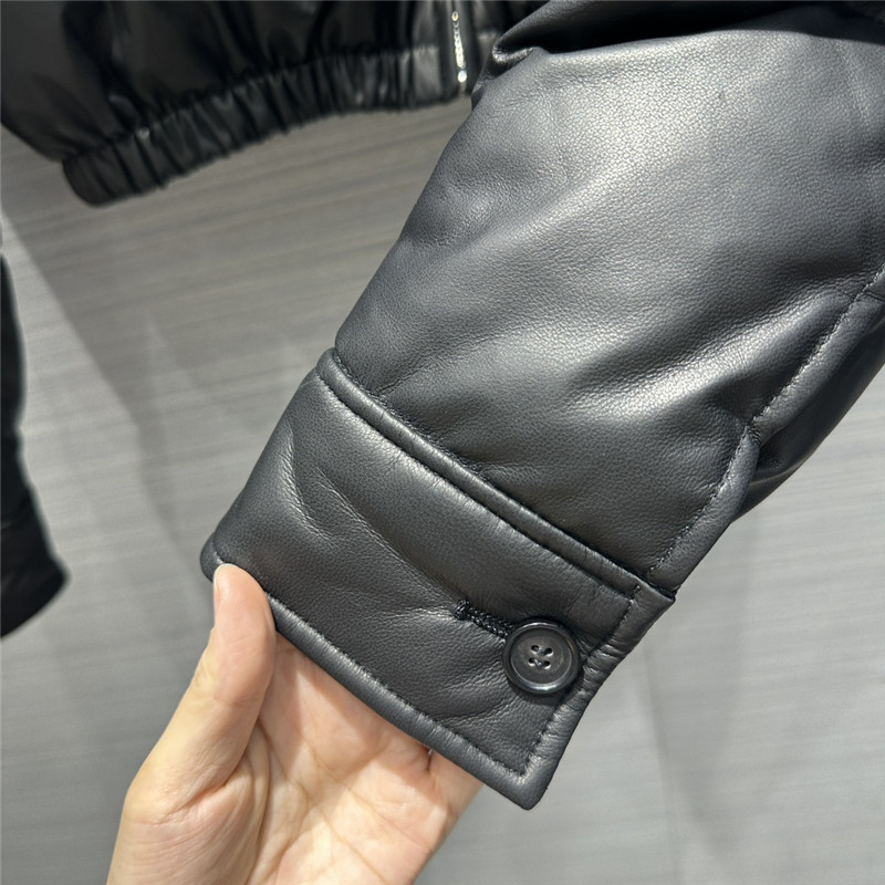 Pra*a lambskin quilted genuine leather down jacket