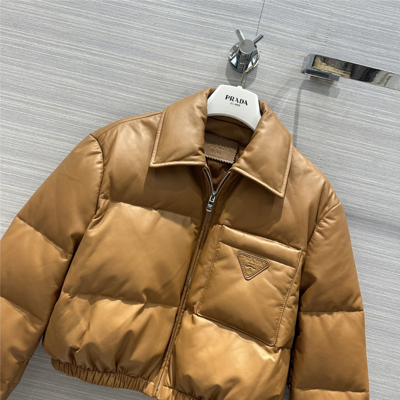 Pra*a lambskin quilted genuine leather down jacket