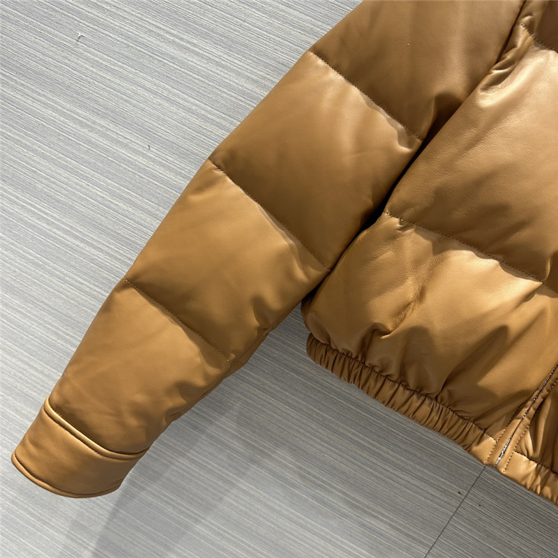 Pra*a lambskin quilted genuine leather down jacket