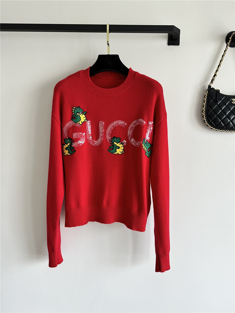 Gvc*1 dragon appliqu¨¦ logo sweater red