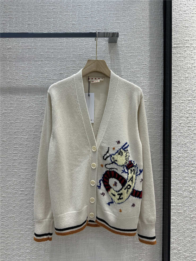 Marni Wool Jacquard Knitted Cardigan