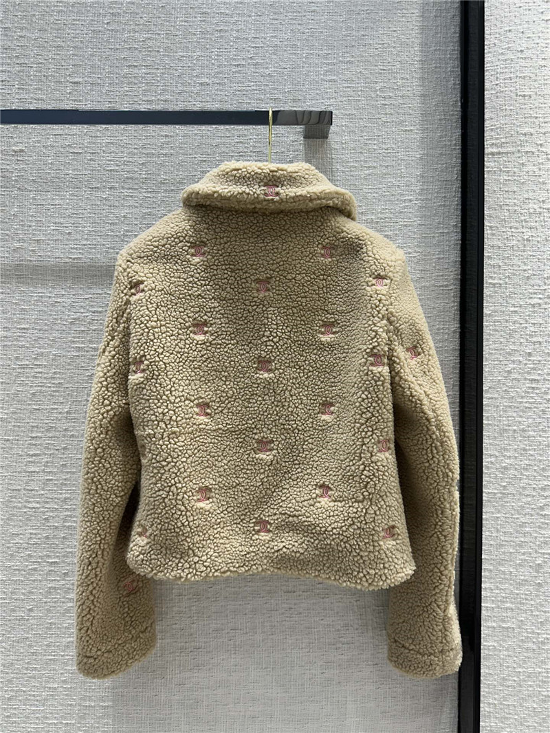 Ch**el teddy lambskin zippered jacket